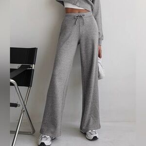 Commense Heather Gray Wide-Leg Pants
